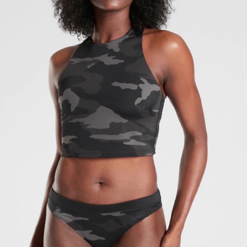 Athleta Black Camo Women's Swim Top